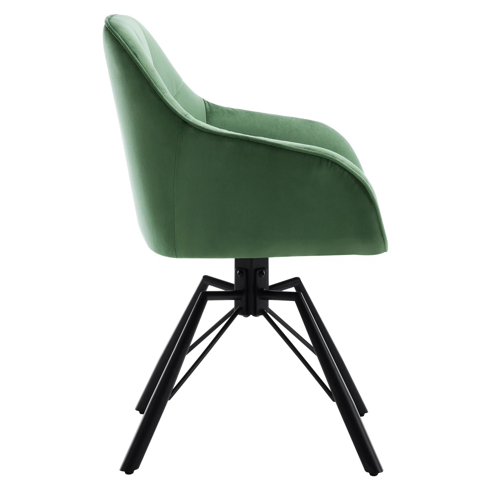 Draaibare Eetkamerstoel – Set van 2 - Eetkamerstoel – Stoel – Draaistoel – Comfortabel – Velvet Bekleding – 360° Draaibare Zitting - Fluweel - Donkergroen - QUORE