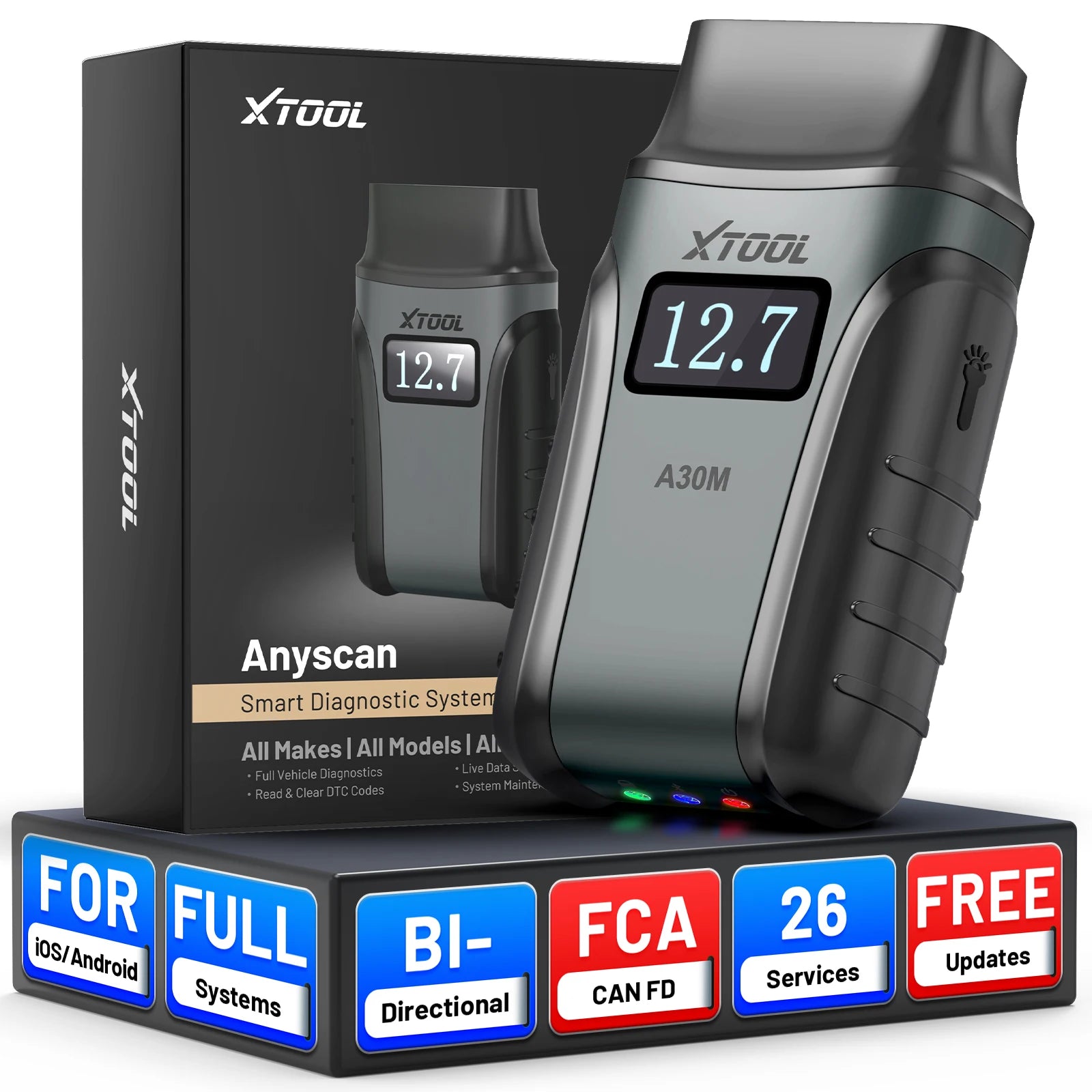 OBD2 Scanner – Auto Diagnosetool – Foutcode Lezer – Diagnosesysteem – Autodiagnose App – Bluetooth Draadloos – Bi-directionele Tests – Lifetime Gratis Updates - QUORE