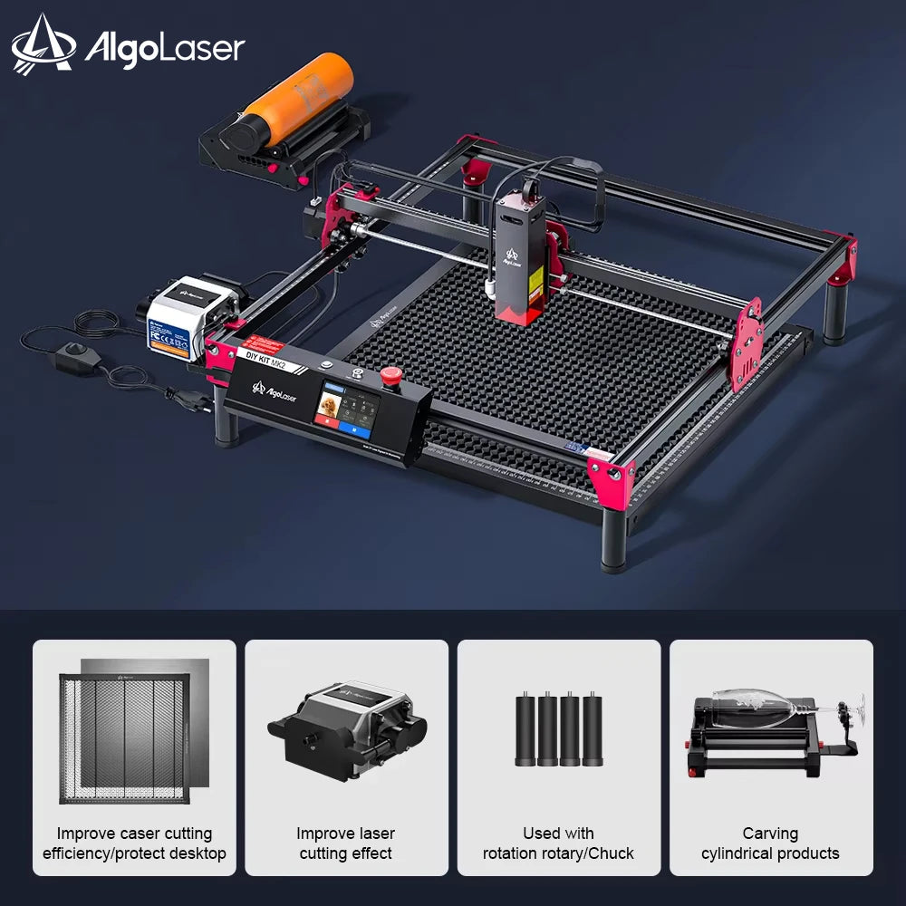 AlgoLaser Laser Engraver DIY MK2 10W 3.5” Color Touch Screen App Offline Control DIY Engraver Tool for Metal/Glass/Wood Engrave - QUORE
