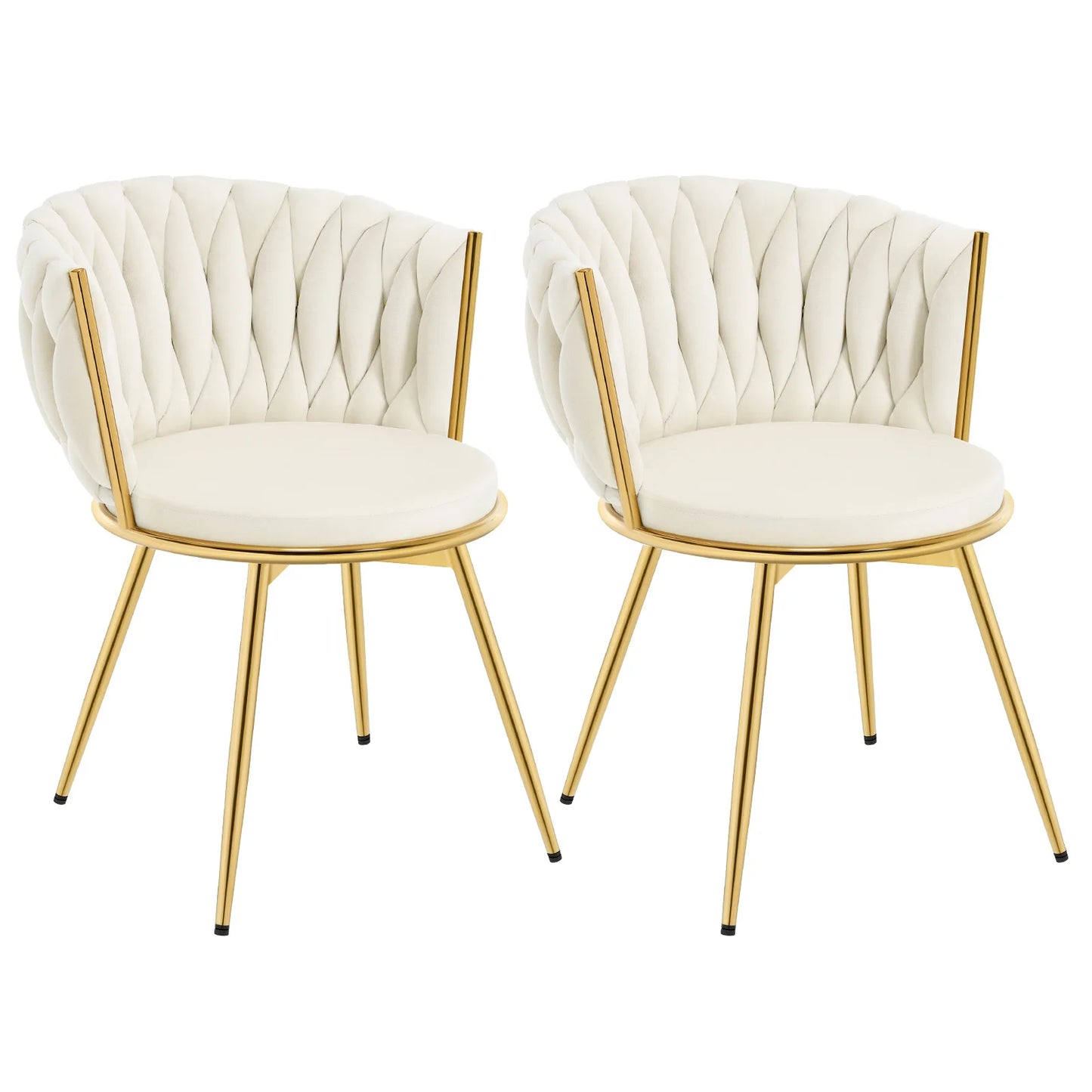 Draaibare Eetkamerstoelen – Eetkamerstoelen – Stoelen – Draaistoelen – Velvet Bekleding – 360° Draaibaar – Metalen Frame - Beige