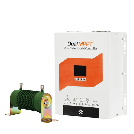 Dual MPPT Hybrid Controller – Zonne-Energie Regelaar – Windenergie Converter – Off-Grid Energiebeheer – Batterijlader – 12V/24V/48V Auto – 6000W Windcapacity – Intelligente Ontlading met LCD Display - QUORE