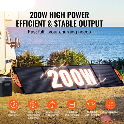 Zonnepanelen - Monokristallijne Zonnepaneel Kit - Zonne Energie - Opvouwbaar - 200W - Waterdicht en Draagbaar - voor Powerstations, Camping & Outdoor