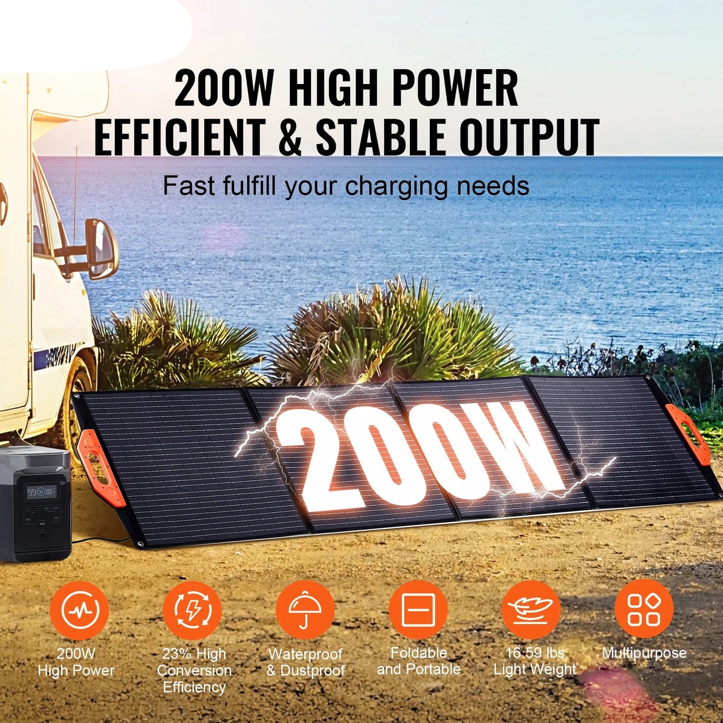 Zonnepanelen - Monokristallijne Zonnepaneel Kit - Zonne Energie - Opvouwbaar - 120W - Waterdicht en Draagbaar - voor Powerstations, Camping & Outdoor