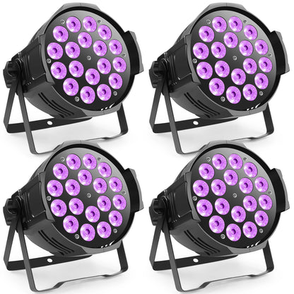 LED Par Licht – RGBW LED Spot – Stage Licht – DJ Verlichting – Discotheek Lamp – Set Van 4 Met DMX512 – 16,7 Miljoen Kleuren – 110W Power