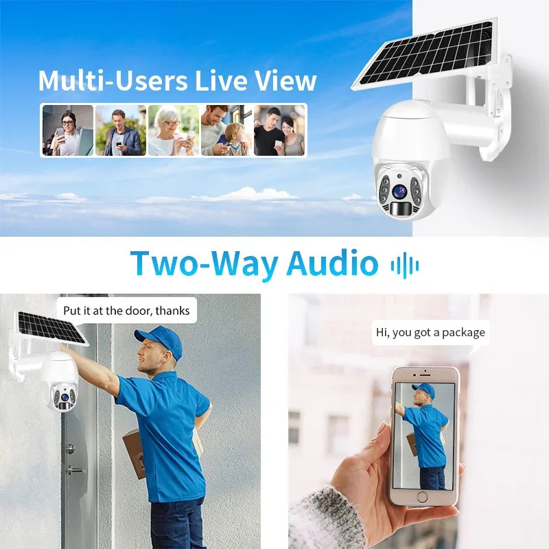 Beveiligingscamera – Buitencamera – CCTV Camera – Bewakingscamera – IP Camera – Zonne-energie – 3MP HD Met Nachtzicht - EU-stekker - 128GB - Wit