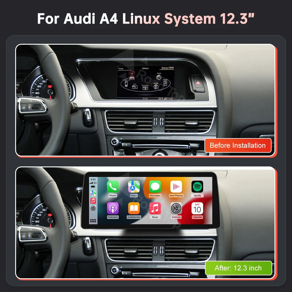 Multimediaspeler – Auto Entertainment Systeem – Touchscreen Unit – Multimedia Dashboard – Auto Interface – 12,3 Inch Ultra-Dun Scherm – Draadloze CarPlay & Android Auto