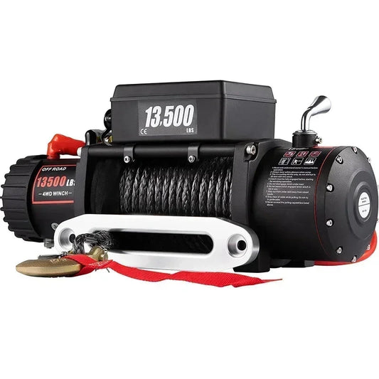 Vevor - Elektrische lier - 12V - 13500LBS - Elektrische Takel - Hijskraan - Kabeltakel Lier - lier - 24M Synthetisch Touw - met afstandsbediening - Zwart