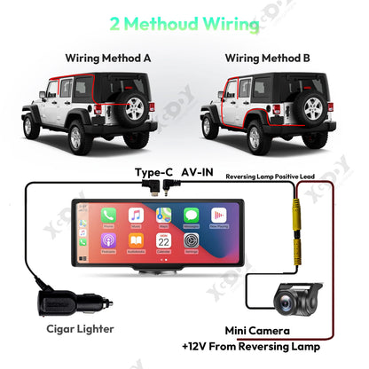 Dashcam Spiegel - Navigatiesysteem Auto - Dashcam voor auto - GPS Navigatie - Draadloze - 4K DVR - Bluetooth Audio - ADAS Systeem - 10.26" - Achteruitrijcamera