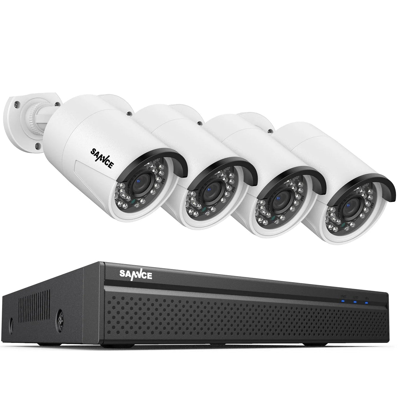 4-camera beveiligingssysteem – CCTV set – IP camera’s – bewakingscamera’s – beveiligingscamera’s – 3MP resolutie – 4TB opslag – IP66 weerbestendig – nachtzicht tot 30m
