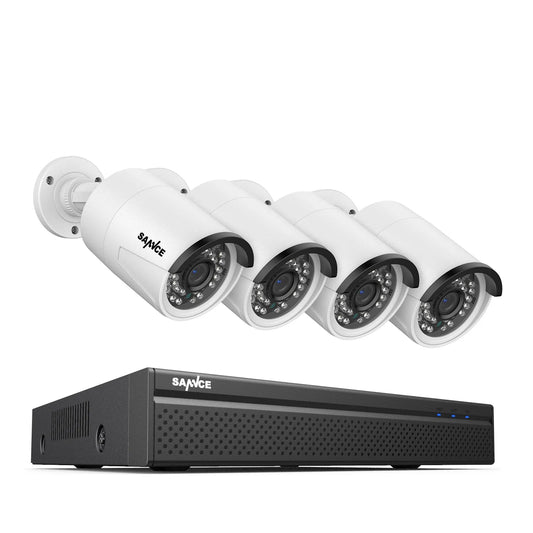 Beveiligingscamera Set – CCTV Systeem – IP Camera – Bewakingscamera – Videobewaking – 4x 3MP Camera’s Met 1TB HDD – Plug & Play PoE Installatie – IP66 Weerbestendig Met Nachtzicht Tot 30 Meter