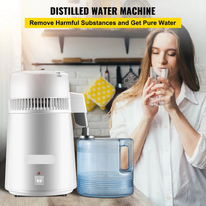Waterdestilleerder - Destilleerapparaat - RVS - Water Destilleren - 4L - Water Distiller - Destilleerketel - Destilleerder - Purifier & Filter Dispenser – Roestvrij Stalen Drinkwaterverhitter voor Thuis en Kantoor