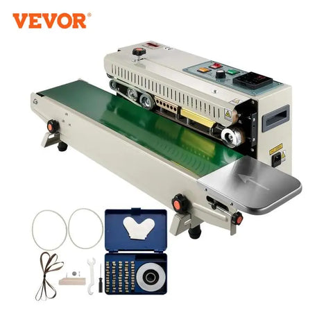 VEVOR Continuous Bag Band Sealing Machine Horizontal Band Sealer FR900K Soild Ink Automatic Expanded Food Plastic Bag Sealer