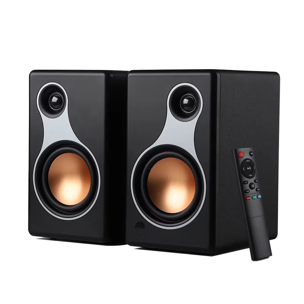 Bluetooth Bookshelf Speakers – Draadloze Speakers – Boekenplank Speakers – Compacte Speakers – 120W Vermogen – Houten Behuizing - QUORE