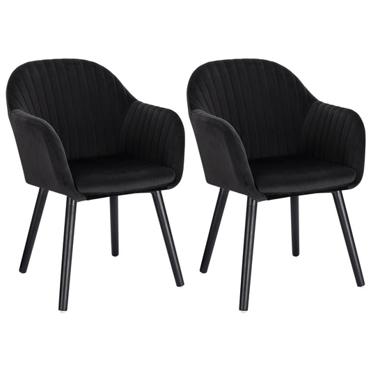 Eetkamerstoel – Stoel Met Armleuningen – Velvet Stoel – Comfortabele Stoel – Ergonomisch Design – Stevig Houten Frame – Antislip Voetdoppen