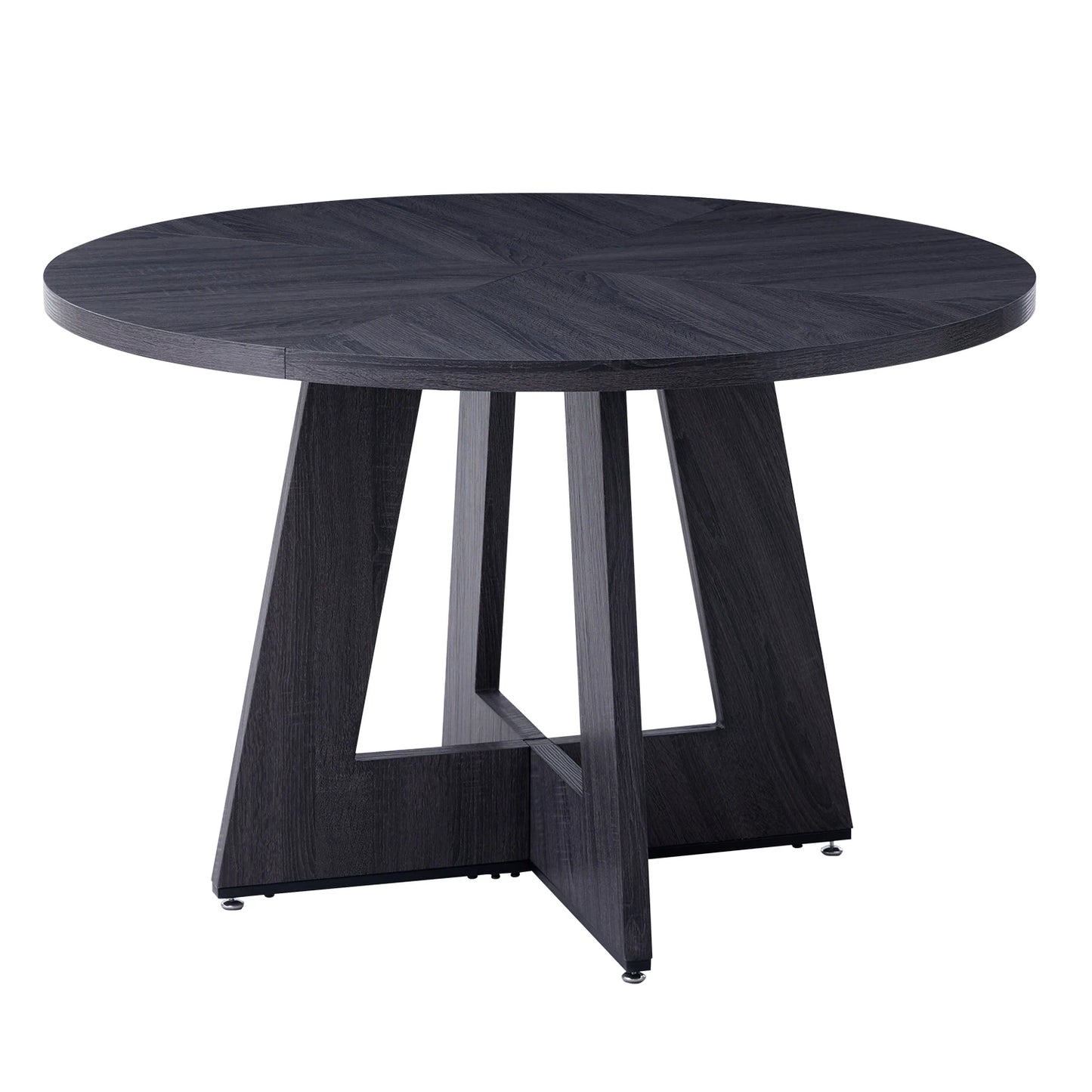 Ronde Eettafel – Eetkamertafel – Keukentafel – Tafel – Houten Tafel – Zwart Frame – Massief Hout – Ø 120 cm – Stevige Kruisvoet