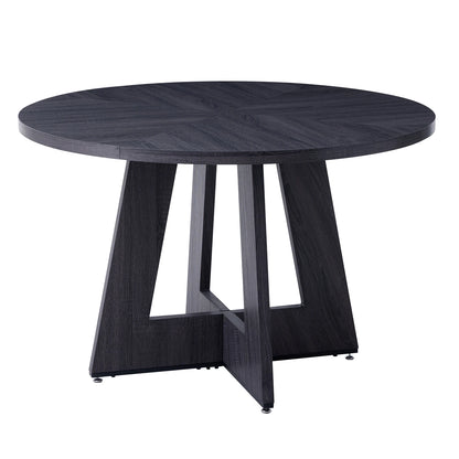 Ronde Eettafel – Eetkamertafel – Keukentafel – Tafel – Houten Tafel – Zwart Frame – Massief Hout – Ø 120 cm – Stevige Kruisvoet
