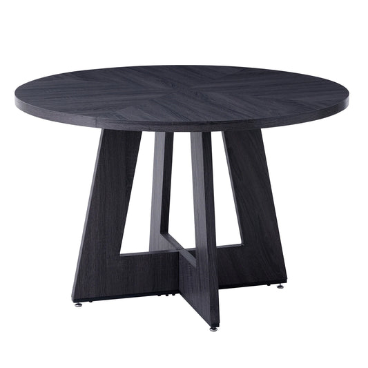 Ronde Eettafel – Eetkamertafel – Keukentafel – Tafel – Houten Tafel – Zwart Frame – Massief Hout – Ø 120 cm – Stevige Kruisvoet