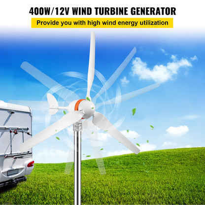 Windturbine Generator - Windturbine - Windmolen Generator - Windenergie - Windkracht - Wind Generator - 400W- 3 Blades - Auto Adjust Windward - QUORE