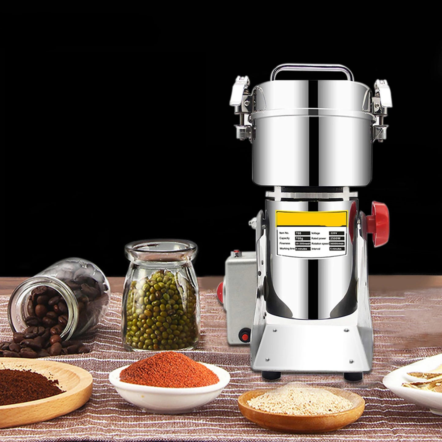 Kruidenmolen - Hakmolen - Specerijenmolen - Koffiemolens - Molen - 700G - 220V - Swing Type -  Elektrische - Grinder met Display - voor Droge Voeding, Koffie en Specerijen - Kruidenmaler - Graanmolen