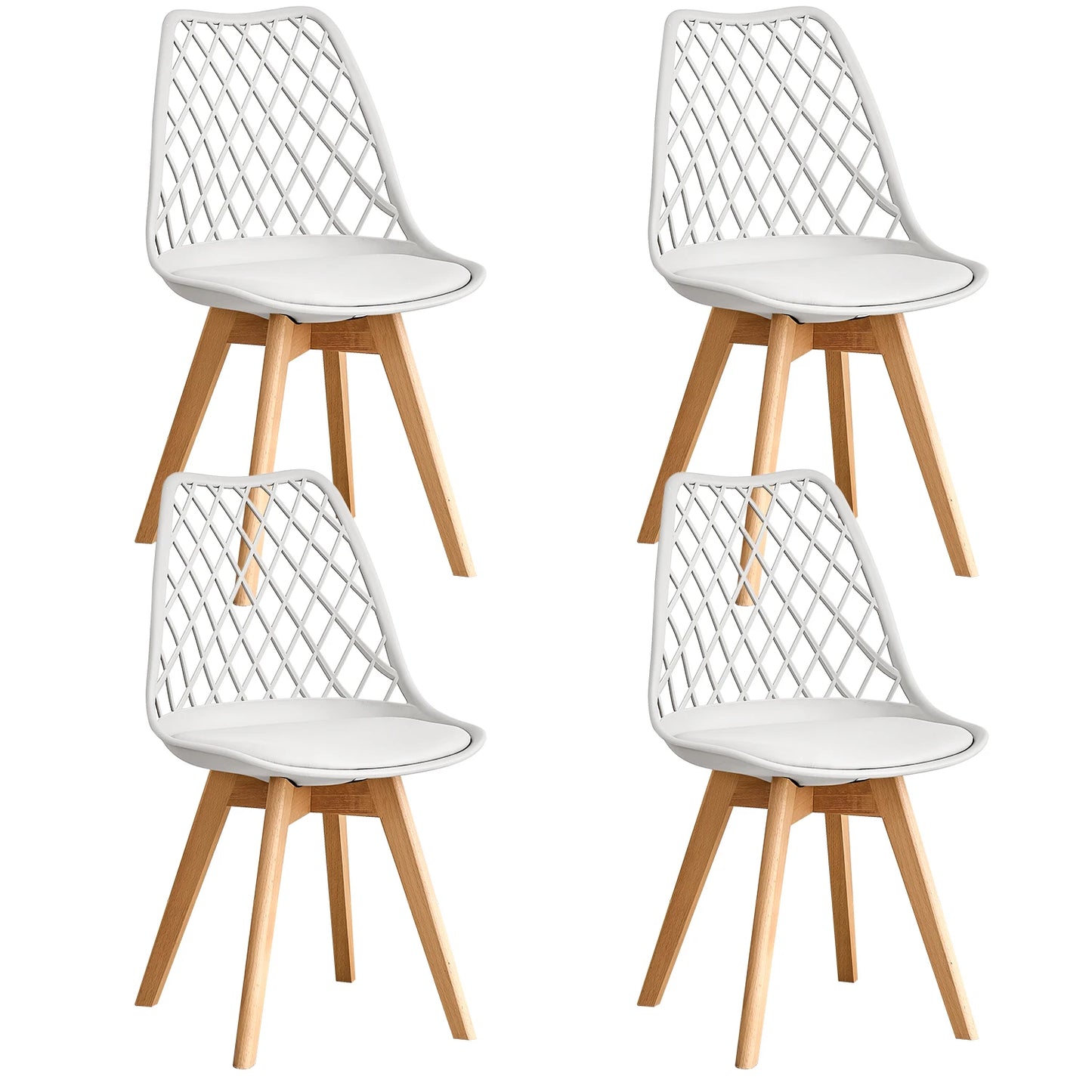 Set of 4 / 6 Modern Mesh Back Dining Chair with Solid Wood Legs and Upholstered Cushions, for Dining Room/Bedroom, Cafe Chair