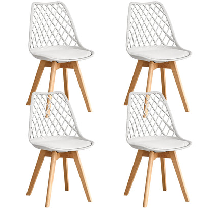 Set of 4 / 6 Modern Mesh Back Dining Chair with Solid Wood Legs and Upholstered Cushions, for Dining Room/Bedroom, Cafe Chair