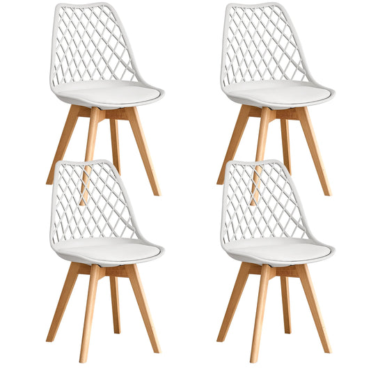 Set of 4 / 6 Modern Mesh Back Dining Chair with Solid Wood Legs and Upholstered Cushions, for Dining Room/Bedroom, Cafe Chair