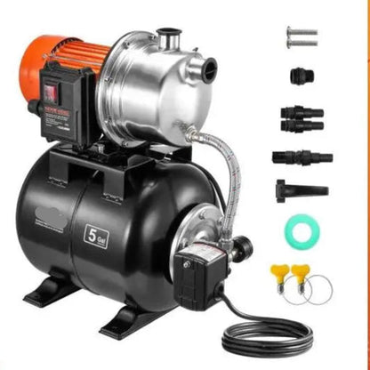 Ondiepe Bronpomp - Tuinpomp - Waterpomp - met 5-Gal Druk Tank - Draagbare Jetpomp - 1000GPH / 1320GPH Automatische Irrigatie Waterversterker Pomp voor Tuin en Grond - Elektrische