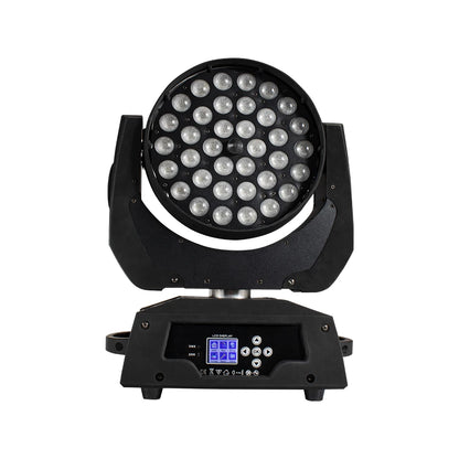 Moving Head – LED Moving Head – Discolamp – Podiumverlichting – DJ Verlichting – 36x18W RGBWA+UV LED’s – Flexibele Zoom 15-45° – Uitgebreide DMX512 Besturing - QUORE
