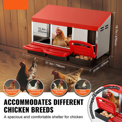 Nestkast - Nestkastje - Hennen Nestdozen - Stabiele en Corrosiebestendige Metalen Nestboxen voor Verschillende Kippenrassen - 4 Nestdozen