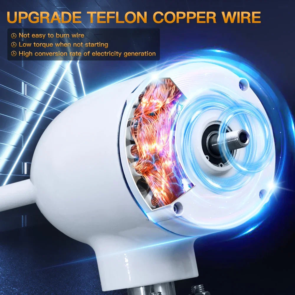2kw 2000w Horizontal Wind Turbine Generator 12V 24V 48V Free Energy Strong Power Magnetic Dynamo 220v Inverter Output For Home