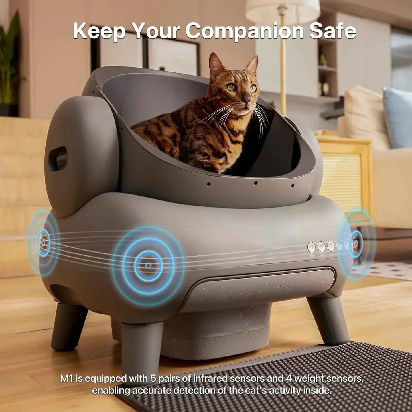 Kattenbak Automatisch – Zelfreinigende Kattenbak – Slimme Kattenbak – Semi-Gesloten Kattenbak – Elektrische Kattenbak – Duurzaam Plastic – Met App Bediening