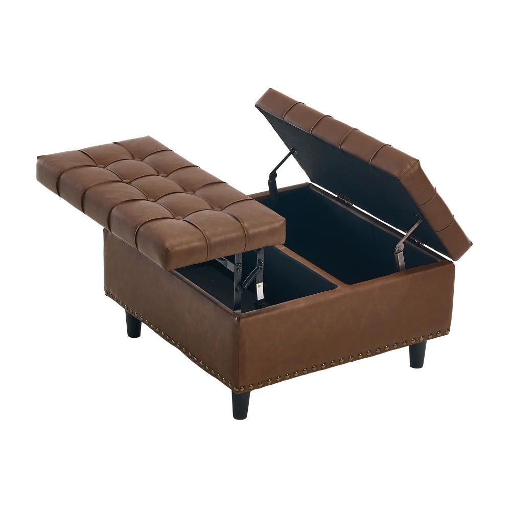 Opbergstoel – Opbergbank – Zitbank – Opbergmeubel – Opbergkist – Zwart PU Leder – Dubbele Opbergruimte – Comfortabel Zitvlak 75x75 cm
