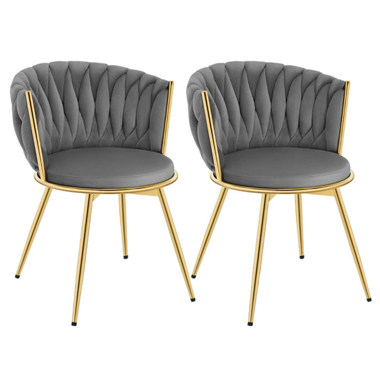 Draaibare Eetkamerstoelen – Eetkamerstoelen – Stoelen – Draaistoelen – Velvet Bekleding – 360° Draaibaar – Metalen Frame - Donkergrijs