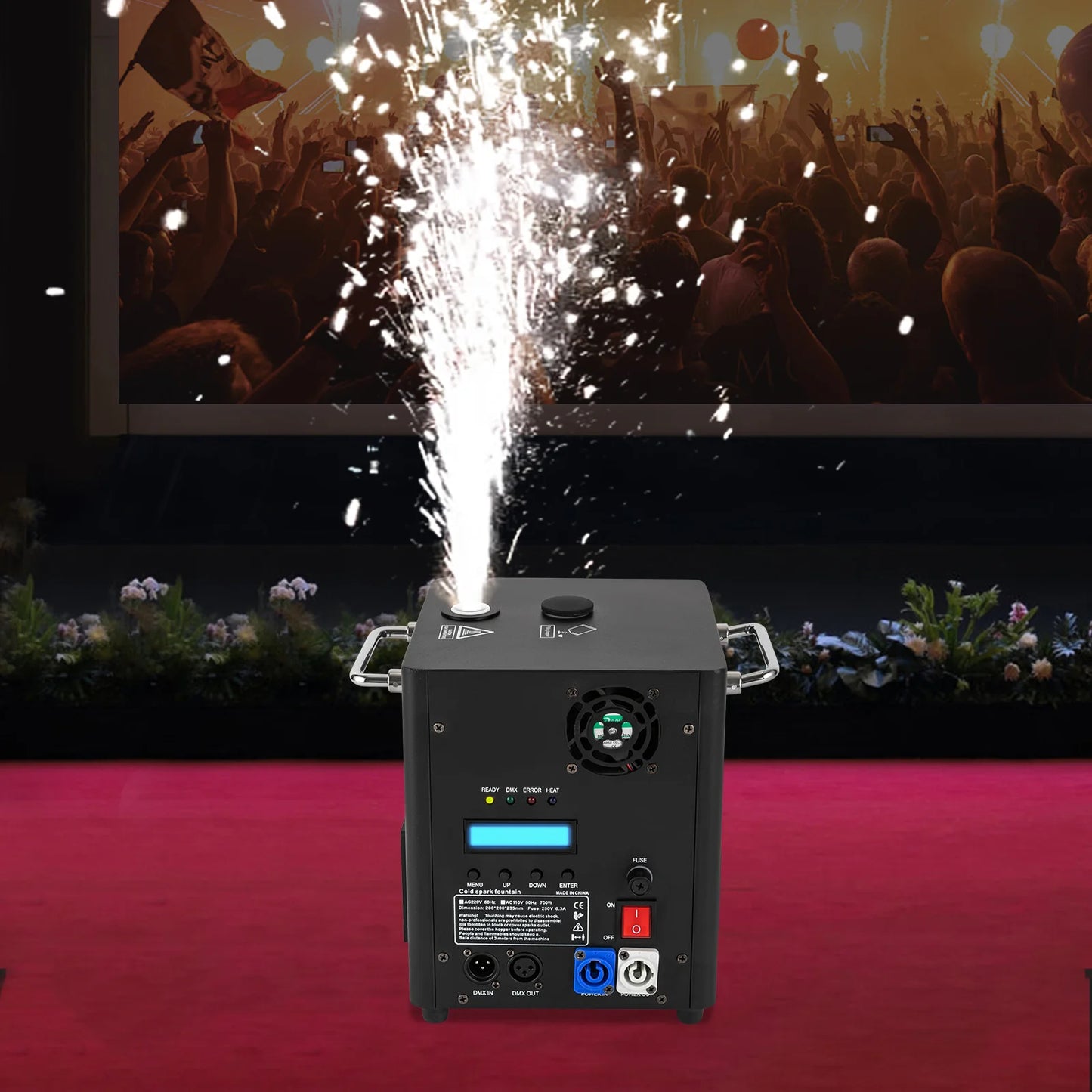 Sparkmachine – Vonkenmachine – Lichtmachine – Speciale Effect Machine – Feestmachine – Variabele Spronghoogte – DMX Besturing