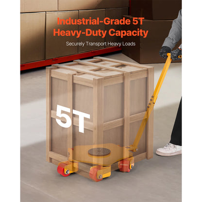SucceBuy 8800 lbs Machinery Moving Skat Dolly with 360° Cap & PU Swivel Rollers Industrial Machine Mover for Warehouse Workshop