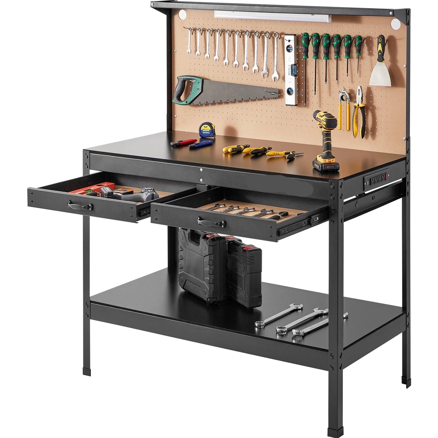 Werkbank – Werktafel – Knutselbank – Werkbank Met Opbergruimte – A3 Staalconstructie – 14W LED-Verlichting – 100 Kg Draagkracht