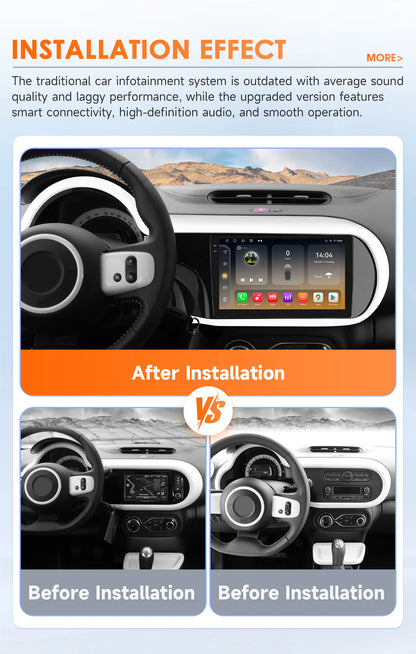 Hizpo Wireless CarPlay Android Auto Car Radio for Renault Twingo Ⅲ 2014-2024 AI Intelligent Systems Multimedia GPS 4G 360°Camera - QUORE