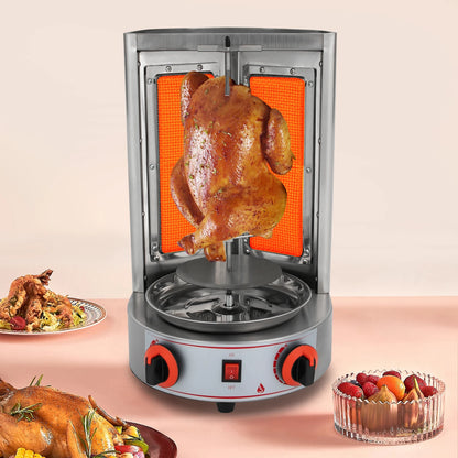 Rotisserie Grill – Verticale BBQ – Gas Grill – Grill Met Motor – RVS 201 – 360° Automatische Rotatie – Dubbele Infrarood Branders