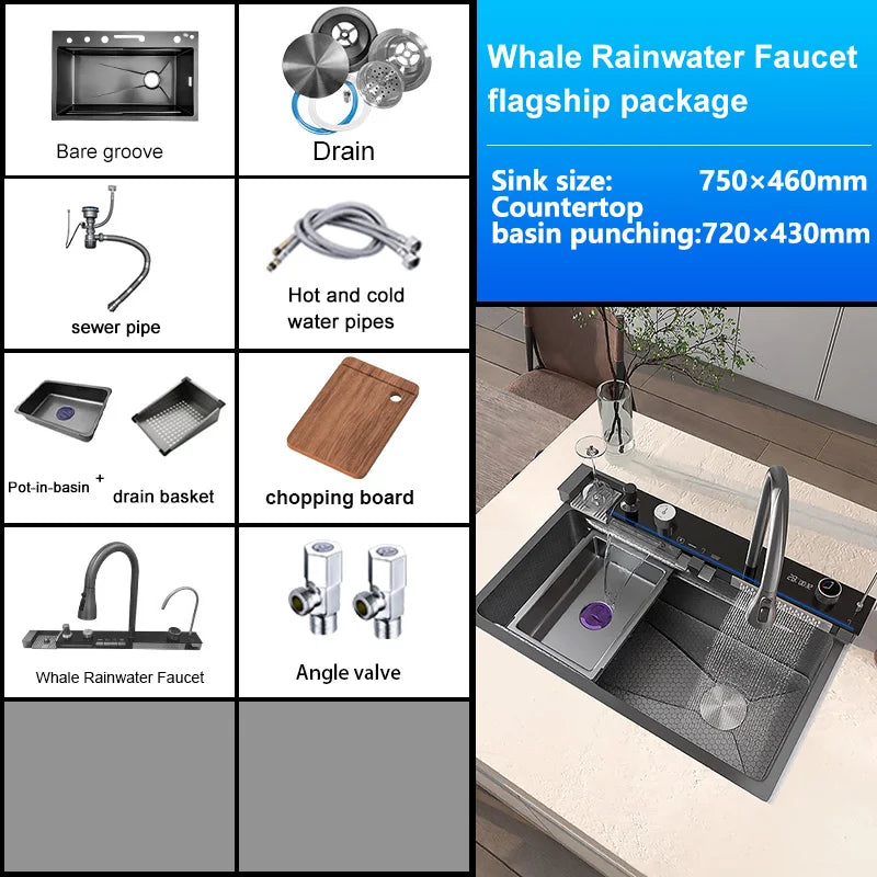 Spoelbakje RVS – Keukenspoelbak – Bovenbouw Wasbak – Compact Spoelbak – Met Deksel – Roestvrijstalen Compact Formaat – Inclusief Afvoer en Zeef