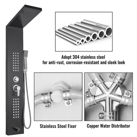 VEVOR  Zwarte regendouche - Led licht - Massage douche paneel - Sproeier - QUORE