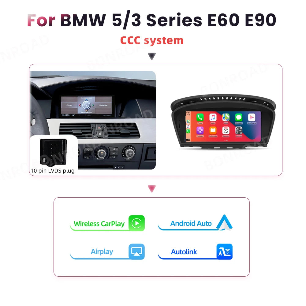 Draadloze CarPlay Touchscreen – Multimedia Systeem – Autoradio – Infotainment – Navigatie – 8.8 Inch Display – Wireless & Wired Apple CarPlay en Android Auto – GPS Ingebouwd - QUORE