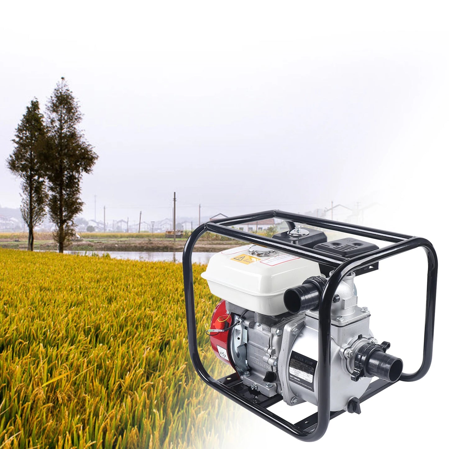 Waterpomp Benzine - Water Pump Petrol - 4-Takt Irrigatiepomp - 210cc - 2 Inch In-/Uitlaat - Landbouw Waterpomp
