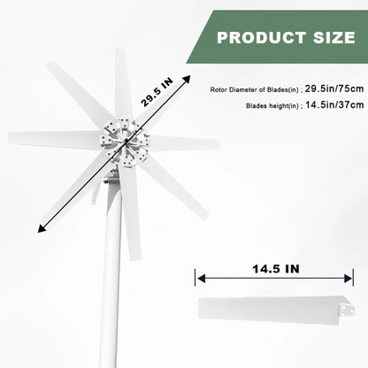 Windturbine - Windmolen - Windturbine Generator - Windenergie - 2000W - 12V - Alleen Windturbine - Stille en Efficiënte Energieoplossing - voor Thuisgebruik