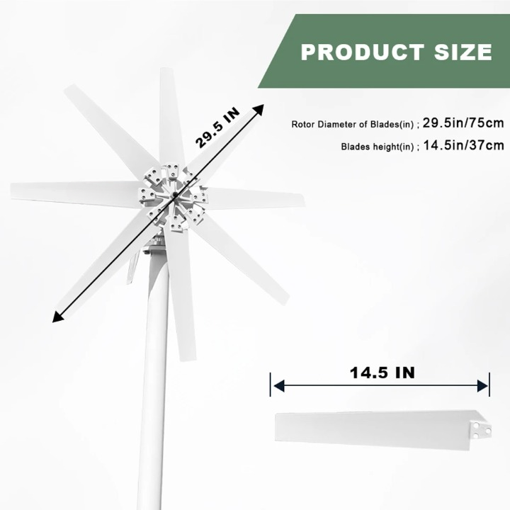 Windturbine - Windmolen - Windturbine Generator - Windenergie - 2000W - 12V - met MPPT Controller - Stille en Efficiënte Energieoplossing - voor Thuisgebruik