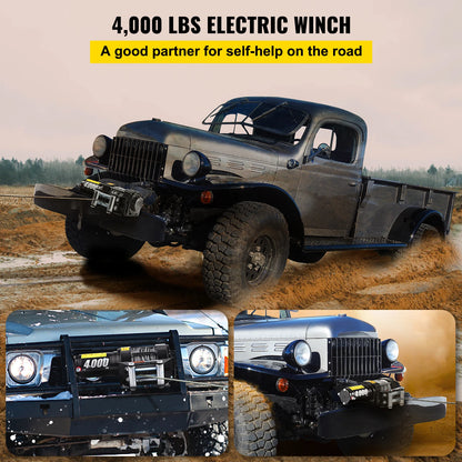 Electric Winch - Winch - Tackle - Electric Hoist - Wire Rope Winch - 4000lbs - with 10M Cable - with Wireless Control - for ATV Truck Off Road