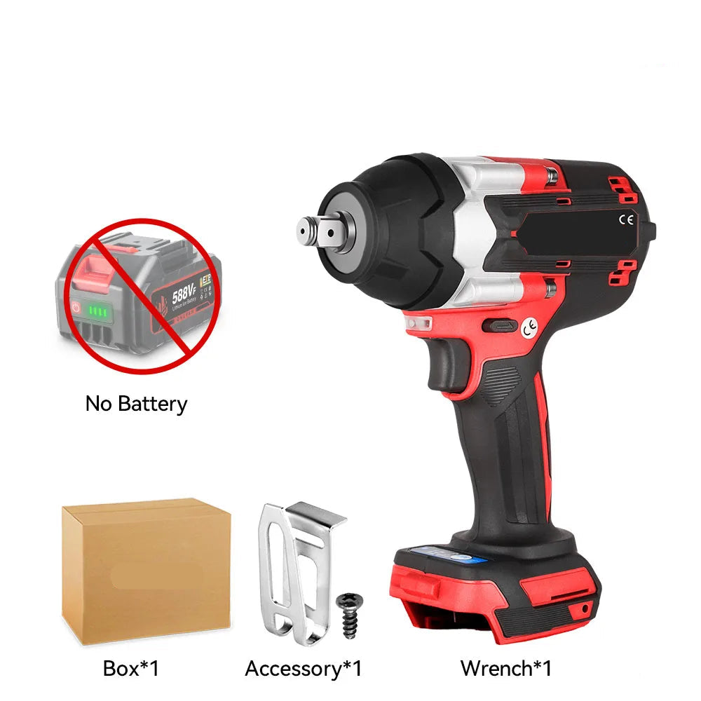 Slagmoersleutel - Slagmoermachine - Slagschroevendraaier - 1800Nm - 1/2 Inch - Krachtige - Brushless -  Zonder Accu – Voor 21V/18V Batterij - Rood - QUORE