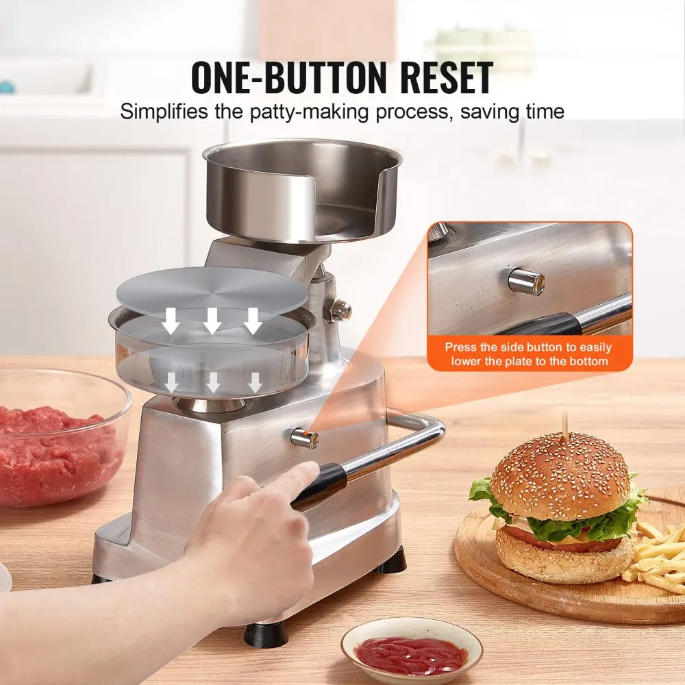 Professionele Hamburgerpers - Commerciële Hamburger Pers - Hamburger Maker - Manual Ronde Vlees - Keuken Machine - RVS - 5 Inch