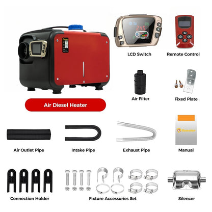 Dieselkachel – Dieselkachel Verwarmer – Standkachel – Luchtverwarmer – Diesel Heater – 8 kW Vermogen – 12V Met LCD Display & Afstandsbediening