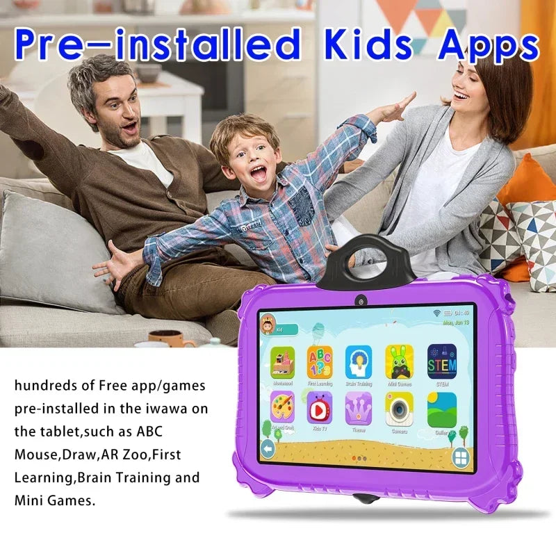 Kindertablet PRO MAX 2024 - Snelle 7 Inch Kindertablet - Vanaf 3 Jaar - Perfect Voor School - Ouderlijk Toezicht - Ook Voor Volwassenen - QUORE