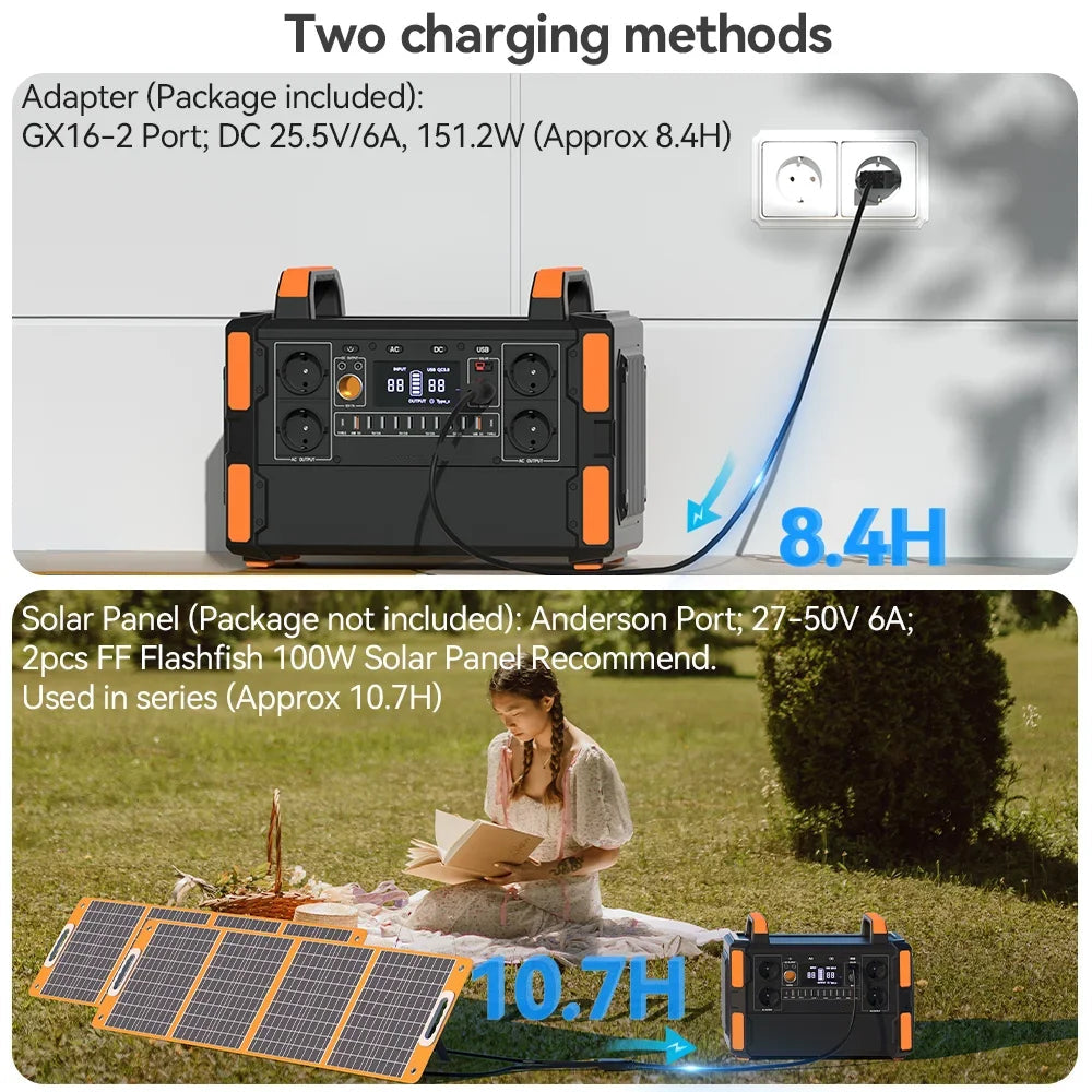 Draagbare Powerstation – Powerbank – Energiecentrale – Mobiele Accu – 1000W Continu Vermogen – 1041.6Wh - 230V - QUORE